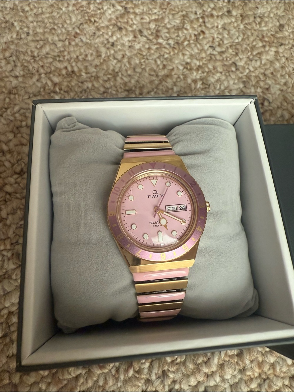 Timex Pink and Gold Women's Watch with Day/Date Window